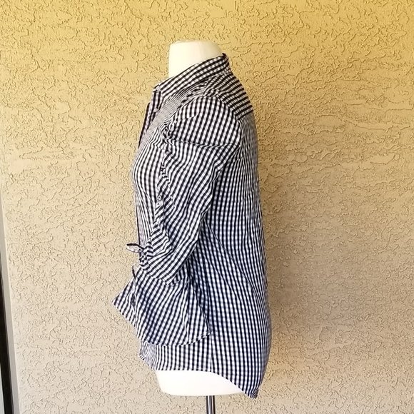 Calvin Klein Bell-Sleeve Gingham Blouse Size M - Picture 5 of 15